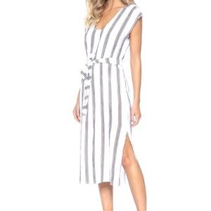 Anthropologie TAVIK Striped 100% Cotton Striped White Leo Multi Midi Dress NWT